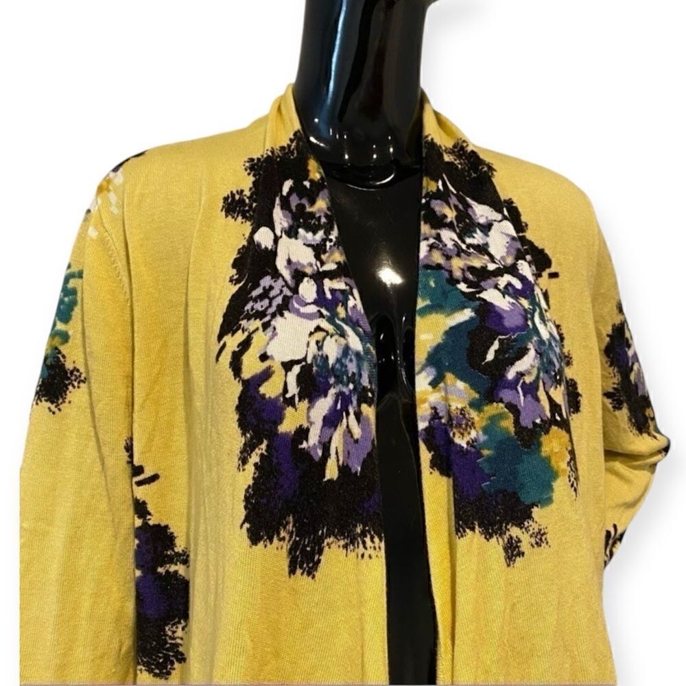 Soma Asymmetrical Floral Open Front Cardigan Size Medium - Picture 2 of 4
